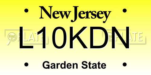 L10KDN New Jersey License Plate