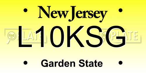L10KSG New Jersey License Plate
