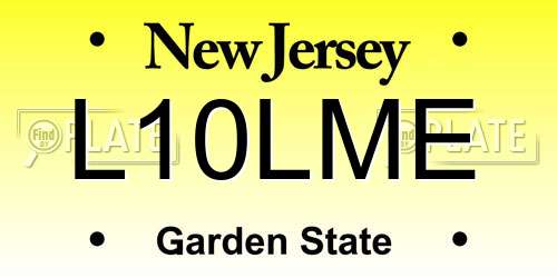 L10LME New Jersey License Plate