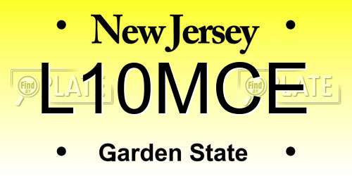 L10MCE New Jersey License Plate