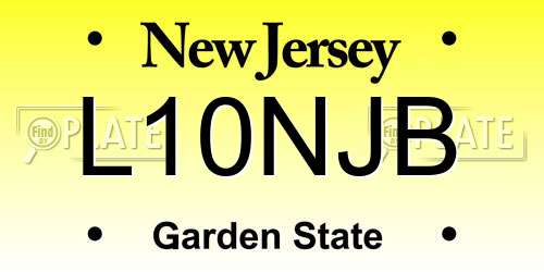 L10NJB New Jersey License Plate