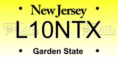L10NTX New Jersey License Plate