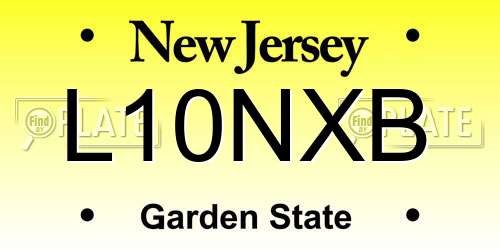 L10NXB New Jersey License Plate