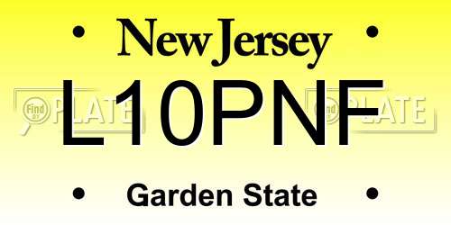 L10PNF New Jersey License Plate