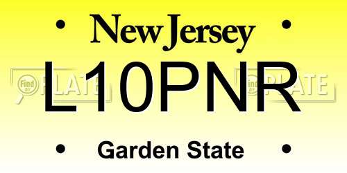 L10PNR New Jersey License Plate