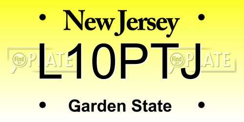 L10PTJ New Jersey License Plate