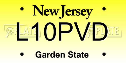 L10PVD New Jersey License Plate