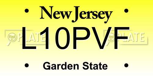 L10PVF New Jersey License Plate