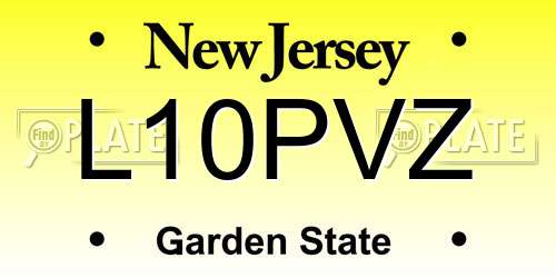 L10PVZ New Jersey License Plate