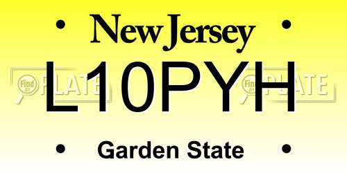 L10PYH New Jersey License Plate