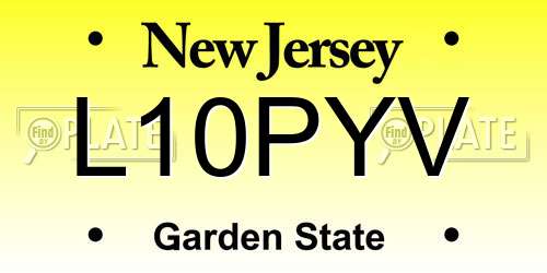 L10PYV New Jersey License Plate