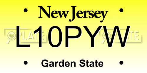 L10PYW New Jersey License Plate