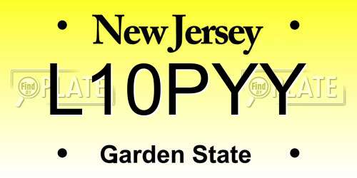 L10PYY New Jersey License Plate