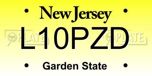 L10PZD New Jersey License Plate