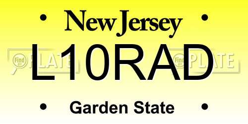 L10RAD New Jersey License Plate