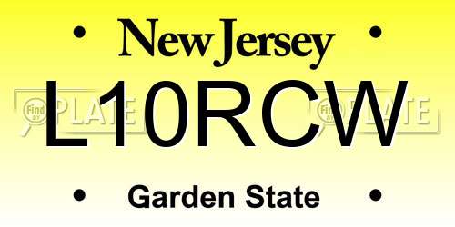 L10RCW New Jersey License Plate