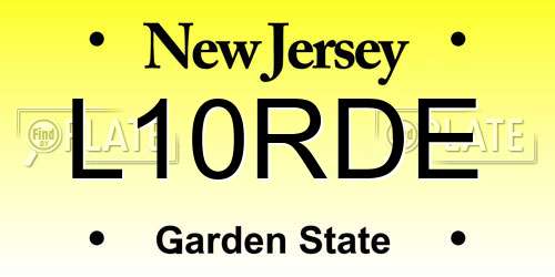 L10RDE New Jersey License Plate