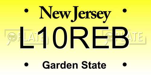 L10REB New Jersey License Plate