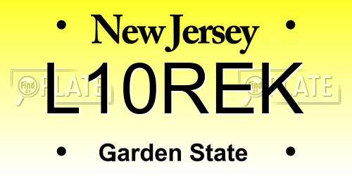 L10REK New Jersey License Plate