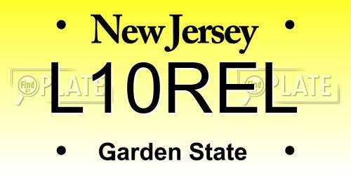 L10REL New Jersey License Plate
