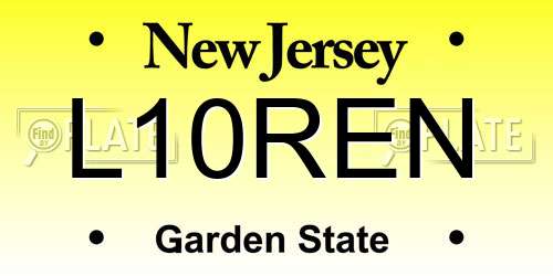 L10REN New Jersey License Plate