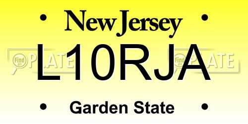L10RJA New Jersey License Plate
