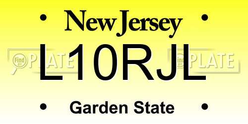 L10RJL New Jersey License Plate