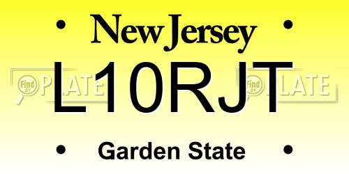 L10RJT New Jersey License Plate