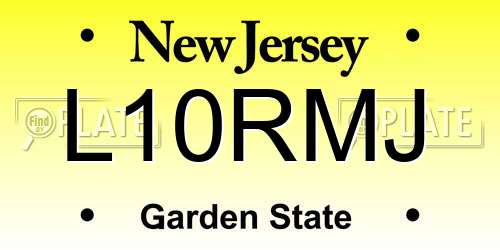 L10RMJ New Jersey License Plate