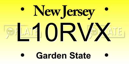 L10RVX New Jersey License Plate