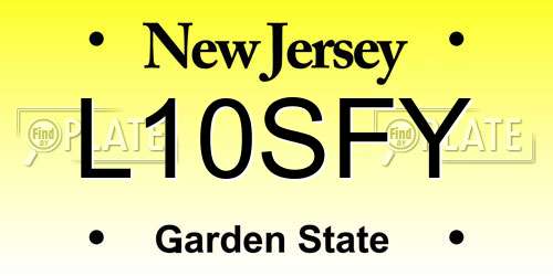 L10SFY New Jersey License Plate