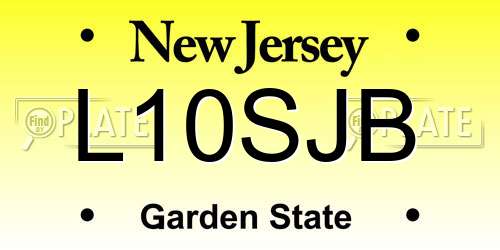 L10SJB New Jersey License Plate