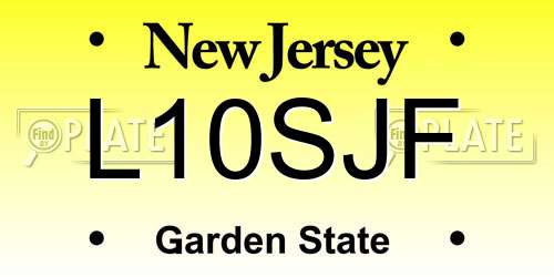 L10SJF New Jersey License Plate