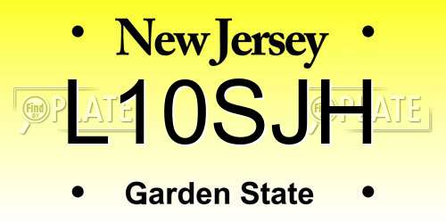 L10SJH New Jersey License Plate