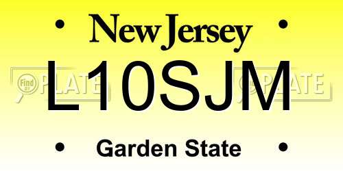 L10SJM New Jersey License Plate