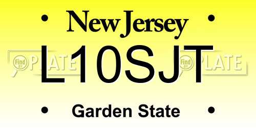 L10SJT New Jersey License Plate
