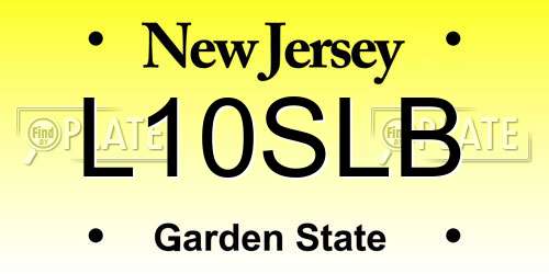 L10SLB New Jersey License Plate