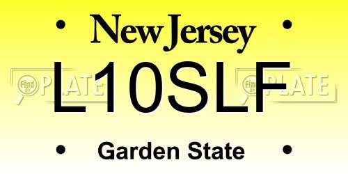 L10SLF New Jersey License Plate