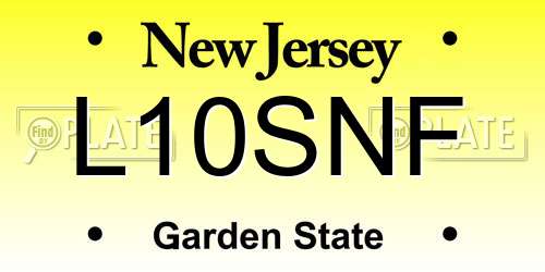 L10SNF New Jersey License Plate