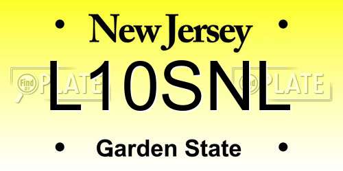 L10SNL New Jersey License Plate