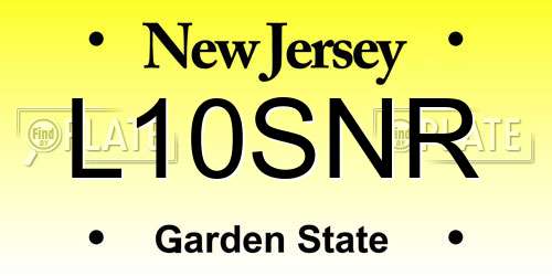 L10SNR New Jersey License Plate