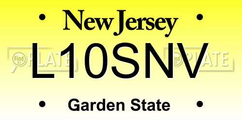 L10SNV New Jersey License Plate