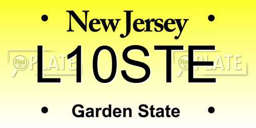 L10STE New Jersey License Plate