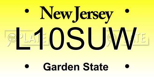 L10SUW New Jersey License Plate