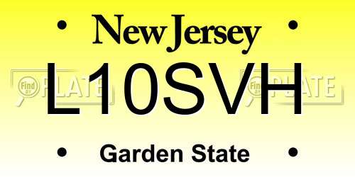 L10SVH New Jersey License Plate