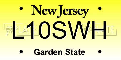 L10SWH New Jersey License Plate