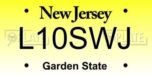 L10SWJ New Jersey License Plate
