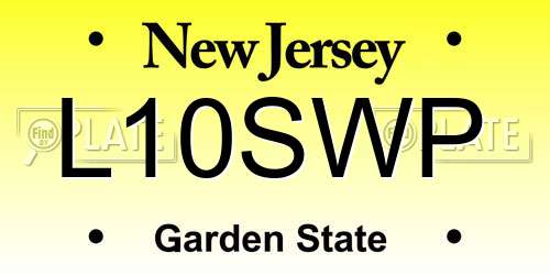 L10SWP New Jersey License Plate
