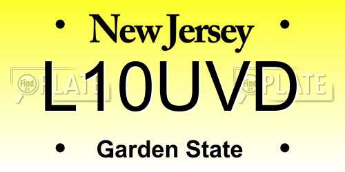 L10UVD New Jersey License Plate