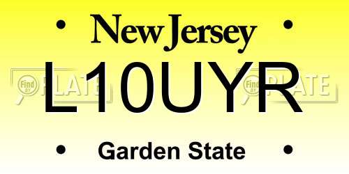 L10UYR New Jersey License Plate